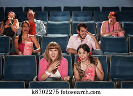 reír, audiencia, en, teatro