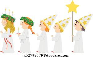 Stickman, crianças, suécia, saint lucia, parada