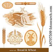 Vector set - bread and wheat Vector set - bread and wheat