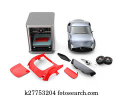 3D printer printing car body parts