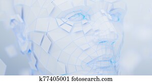 Abstract 3D Render of Polygonal Human Face Abstract 3D Render of Polygonal Human Face