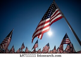 Amereican Flag display commemorating national holiday