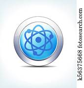 azul pálido, botón, nuclear, radioactivo, atención sanitaria, y, farmacéutico, icono, símbolo