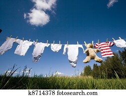 Baby clothing on a clothesline
