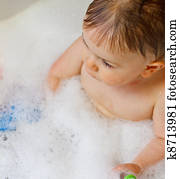 baby, in, luftbubbla bada