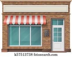 Brick store building facade Brick store building facade