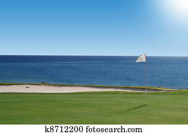 campo golfe, ligado, a, ocean., portugal.