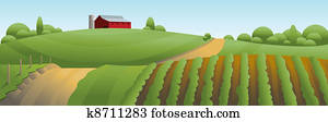 Farm Landscape Illustration Farm Landscape Illustration