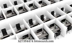 Interior of a modern office cubicles