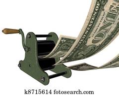 Printing money on hand press