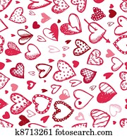 Seamless pattern with valentine hearts, sketch drawing for your design Seamless pattern with valentine hearts, sketch drawing for your design