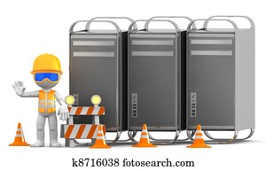 técnico, con, computadoras