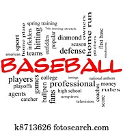 בייסבול, מילה, ענן, מושג, ב, אדום, כובעים