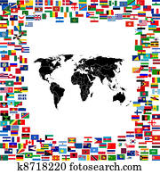 מפה של עולם, הסגר, עם, עולם, דגלים