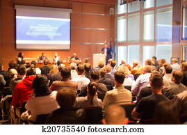 audiência, em, a, conferência, hall.