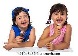 Kid,s couple with ice cream