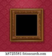picture frame on vintage wallpaper picture frame on vintage wallpaper