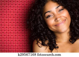 schön, lächeln, schwarze frau