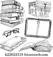 Set of books sketch Set of books sketch