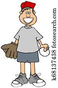 Small boy with a baseball and glove