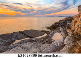 Sunrise over the sea near Rt Kamenjak