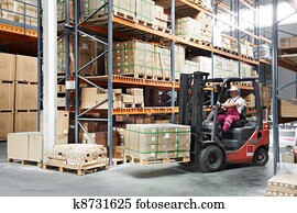 arbejder, chauffør, hos, opmagasinere, forklift, lader, arbejder