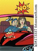 autounfall, auf, dass, road., OMG, no., mann frau, reaktion, von, frig autounfall, auf, dass, road., OMG, no., mann frau, reaktion, von, frig