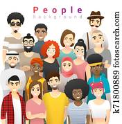 diversidade, conceito, fundo, grupo, de, feliz, multi étnico, pessoas, ficar, junto, 4