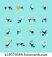 Flat design icons for business