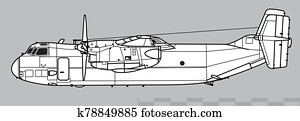 Grumman C-2 Greyhound. Outline vector drawing Grumman C-2 Greyhound. Outline vector drawing
