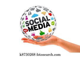 Hand holding a Social Media 3d Sphere