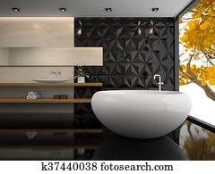 Interior of stylish bathroom 3D rendering Interior of stylish bathroom 3D rendering