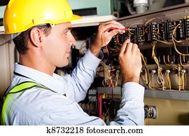 macho, eletricista, testar, industrial, máquina