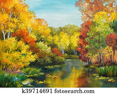 oil painting on canvas - colorfull autumn forest oil painting on canvas - colorfull autumn forest