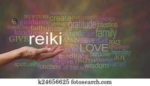 reiki, em, a, palma, de, seu, mão