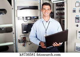 retrato, de, macho, industrial, engenheiro