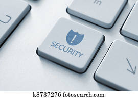 segurança, botão, ligado, teclado