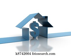 3d, haus, und, dollarzeichen