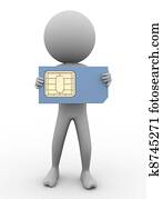 3d man and sim card 3d man and sim card