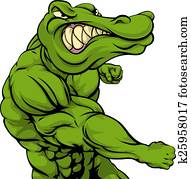 Alligator or crocodile mascot fighting Alligator or crocodile mascot fighting