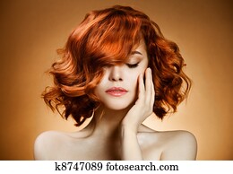 Beauty Portrait. Curly Hair Beauty Portrait. Curly Hair