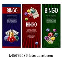 bingo, loterij, lotto, spel, vector, banieren, set
