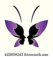 Face of a lady and butterfly- logo Face of a lady and butterfly- logo