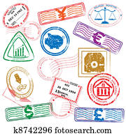 finanz, briefmarken, symbol, satz