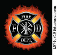 Fire Department Maltese Cross With Fire Department Maltese Cross With