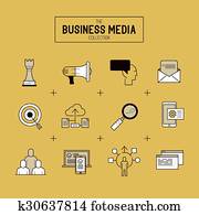 geschaefts, vektor, symbol, satz