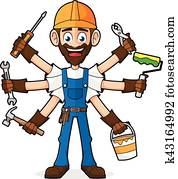 handyman, segurando, ferramentas