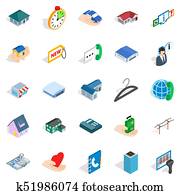 Homelike icons set, isometric style Homelike icons set, isometric style
