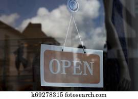Open for business sign Open for business sign