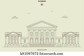 Virginia State Capitol in Richmond, USA. Landmark icon Virginia State Capitol in Richmond, USA. Landmark icon
